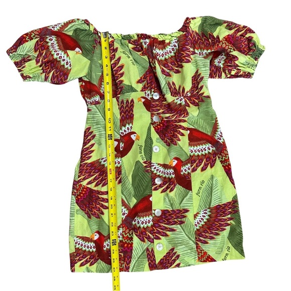 Farm Rio Macaw Print Off Shoulder Baby Doll Dress SZ P = Small Multicolor GUC - Picture 7 of 8